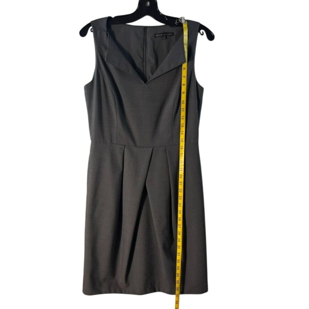 Antonio Melani Gray Sleeveless Sheath Dress With Pleated Skirt & Pockets Size 8 - Picture 10 of 13